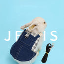 Jaqueta Jeans com Guia e Chapéu para Coelhos e Pequenos Animais