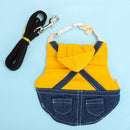 Jaqueta Jeans com Guia e Chapéu para Coelhos e Pequenos Animais