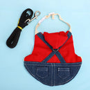 Jaqueta Jeans com Guia e Chapéu para Coelhos e Pequenos Animais