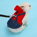 Jaqueta Jeans com Guia e Chapéu para Coelhos e Pequenos Animais