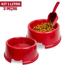Kit 2 Comedouros Grandes 1L Para Pets Cães e Gatos