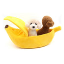 CAMA PET PORTATIL CAES GATOS CAMINHA DORMIR PEQUENA BANANA PELUCIA ALMOFADA TOCA VIAGEM