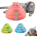 Brinquedo Interativo para Gato Torre com Bolinhas e 3 níveis Formato de Gato Feliz Gatinho Caçador- Brinquedos