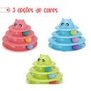 Brinquedo Interativo para Gato Torre com Bolinhas e 3 níveis Formato de Gato Feliz Gatinho Caçador- Brinquedos