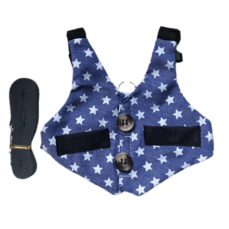 Conjunto Fofo de Peitoral e Guia para Gatos e Coelhos Pequenos