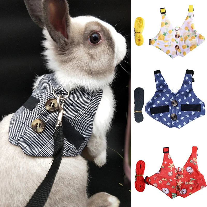 Conjunto Fofo de Peitoral e Guia para Gatos e Coelhos Pequenos