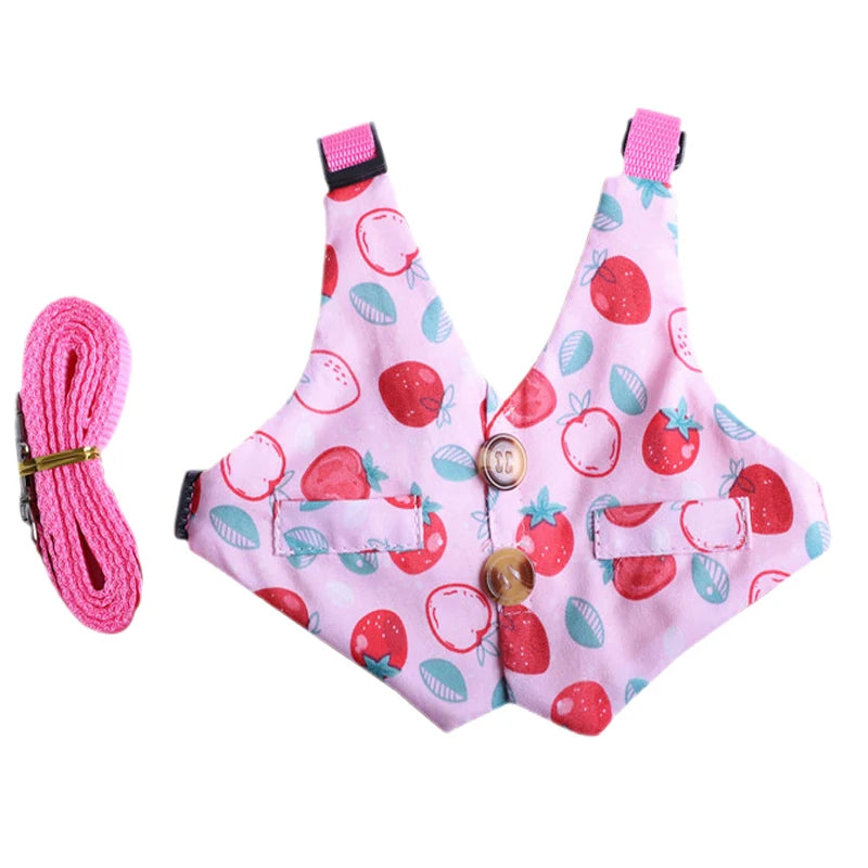 Conjunto Fofo de Peitoral e Guia para Gatos e Coelhos Pequenos