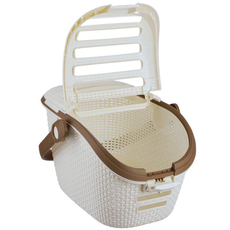 Cesto de Transporte para Pets – Branco | Kit com Pote Hermético Curver Importado, Creme e Pente
