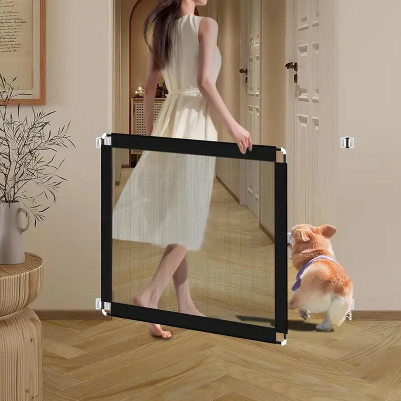 Cercado para Cães com 6 Ganchos – Grade Isoladora para Pets | Portão Dobrável com Tela Respirável para Segurança e Área de Brincar