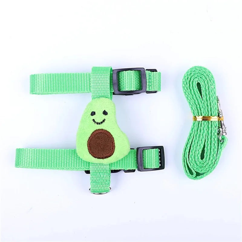 Conjunto de Peitoral e Guia Ajustável para Pequenos Animais