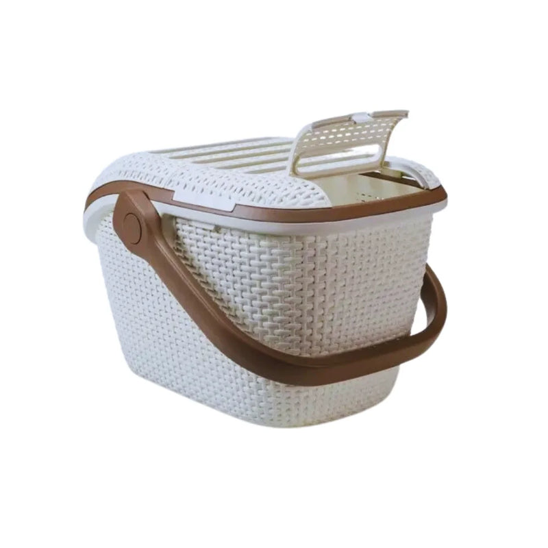 Cesto de Transporte para Pets – Branco | Kit com Pote Hermético Curver Importado, Creme e Pente