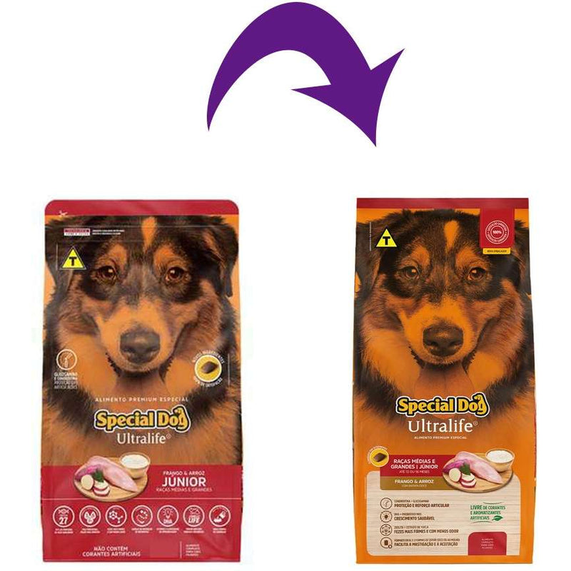 Ração Special Dog Ultralife Junior Cães Filhotes Porte Médio e Grande Frango e Arroz 15kg