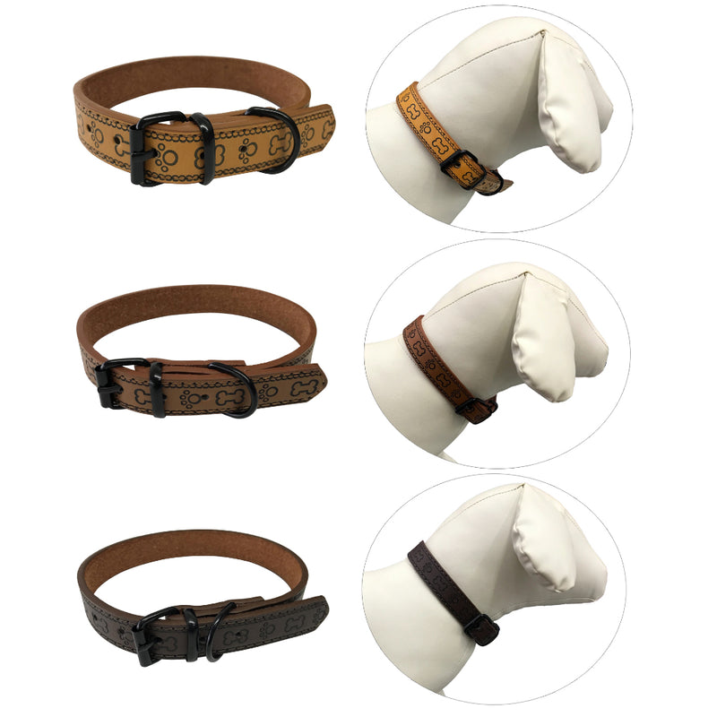 Coleira De Couro Sintético Ajustável Para Cachorro Cães Médio Grande Porte Confortável Linha Premium Pet LR-0079