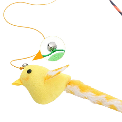 Brinquedo Interativo Para Gatos, Brinquedo De Varinha Com Passarinho e Sino de Pelúcia Para Gato, Ideal Para Brincadeiras.