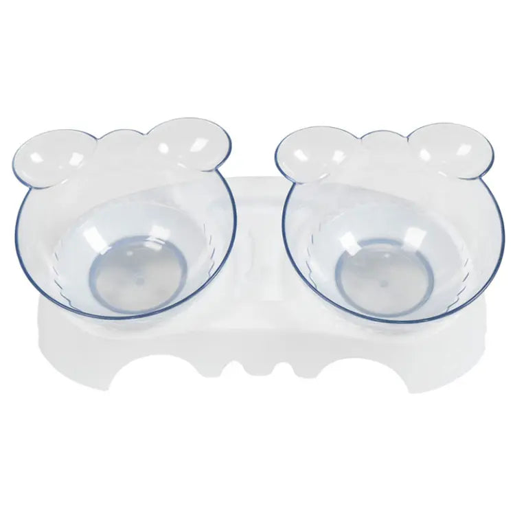 Comedouro Cães Gatos Elevado Duplo Bebedouro Transparente