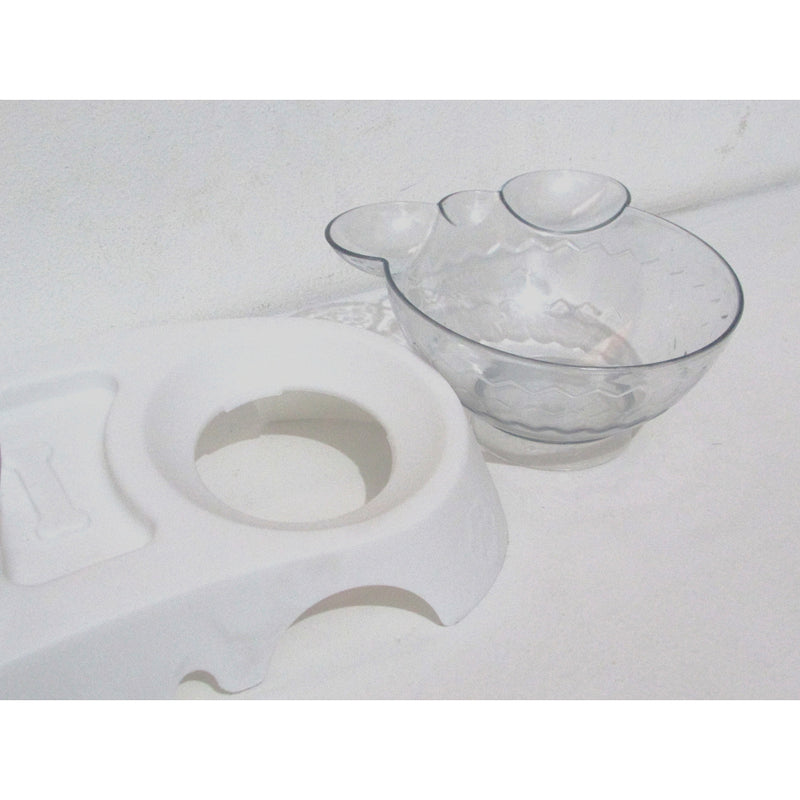 Comedouro Cães Gatos Elevado Duplo Bebedouro Transparente