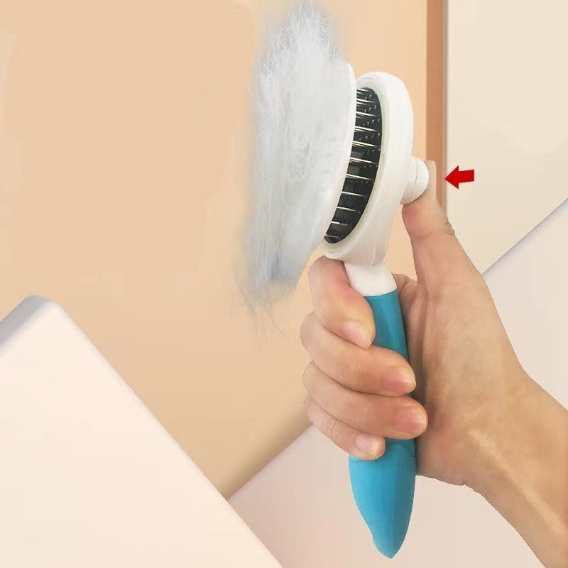 Escova Removedora Tira Pelos Para Cães e Gatos com Botao