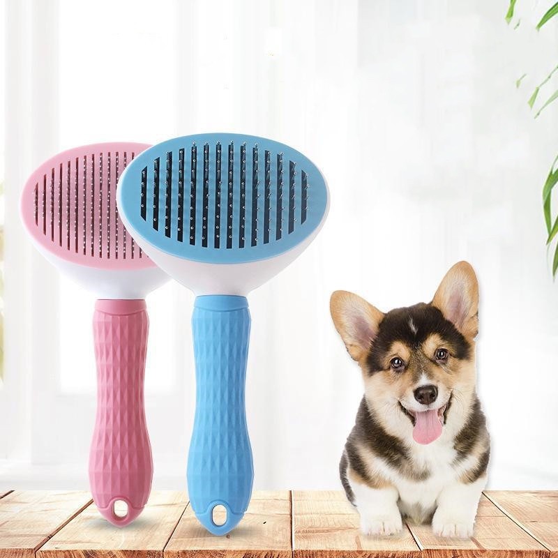 Escova Removedora Tira Pelos Para Cães e Gatos com Botao