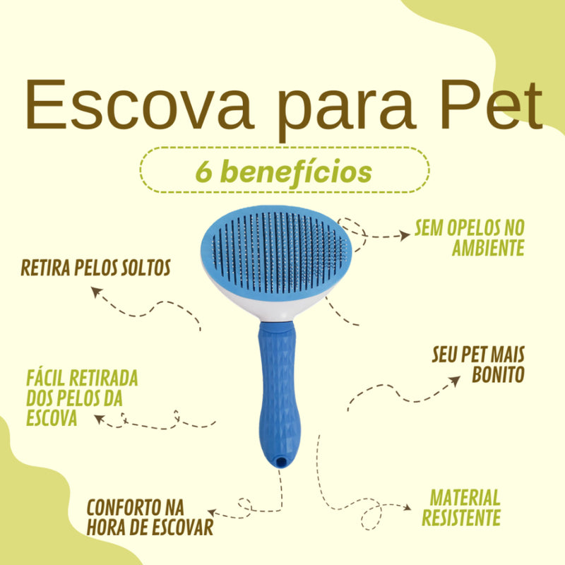 Escova Removedora Tira Pelos Para Cães e Gatos com Botao