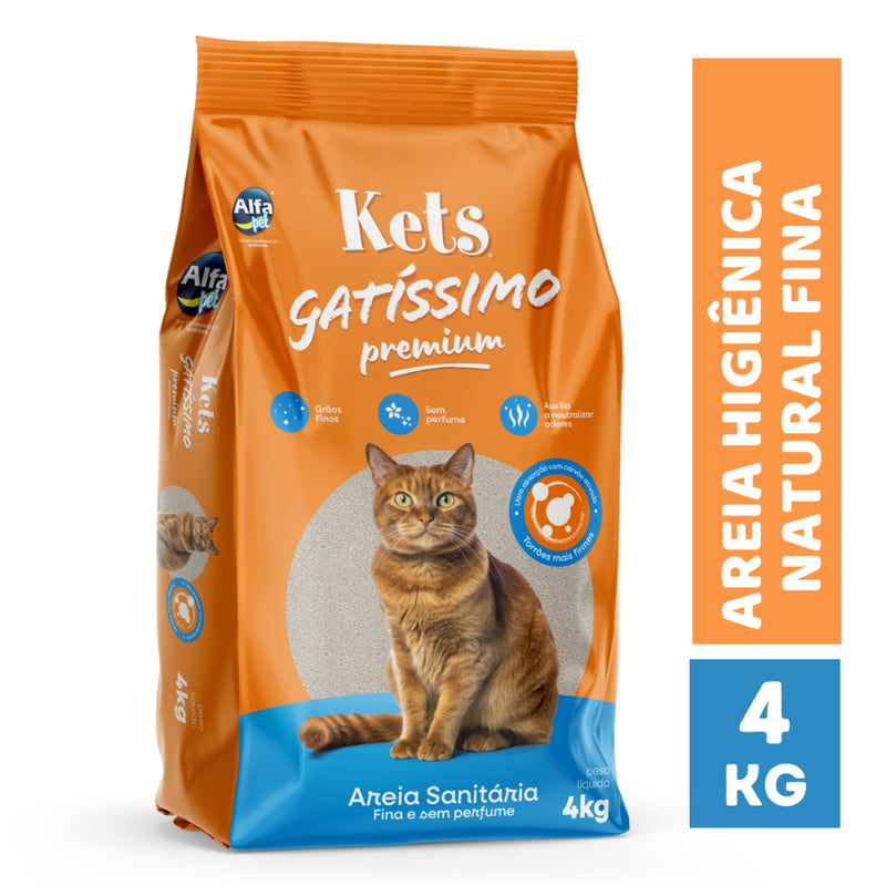 Areia de Gato Higiênica Sanitária Premium Kets Gatissimo 4kg para Gatos