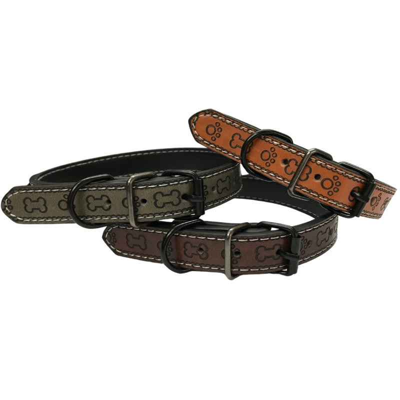 Coleira De Couro Sintético Ajustável Para Cachorro Cães Médio Grande Porte Confortável Linha Premium Pet LR-0079