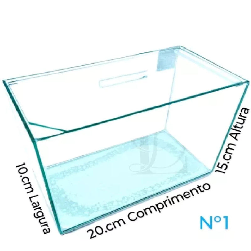 Aquário 3 litros 20x10x15 cm beteira n1 para peixes e plantas ornamental vidro retangular vidro 3mm incolor