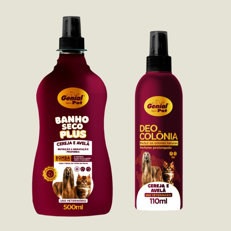 Banho a Seco Lenço Umedecido Talco Perfume Cereja e avelã Para Cachorro e Gato- Escolha o Kit