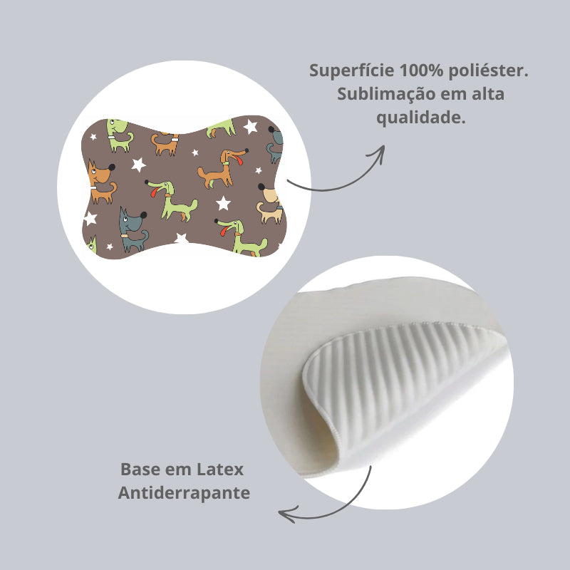 Tapete para Comedouro Pet Antiderrapante - Ossinho - 33x46