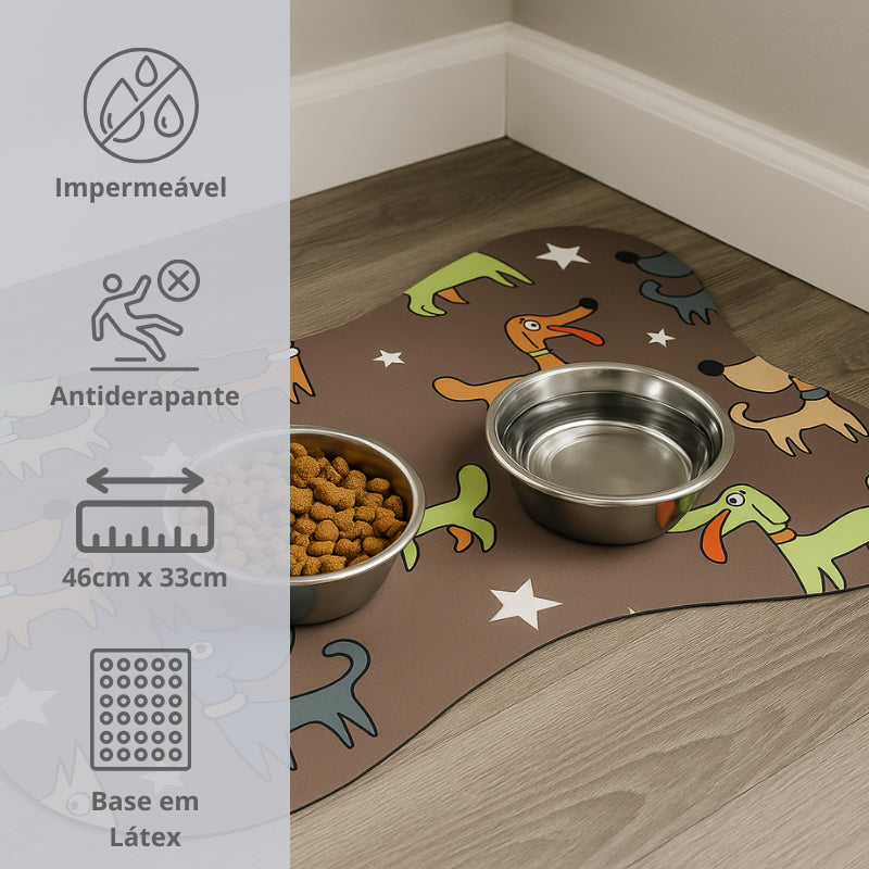 Tapete para Comedouro Pet Antiderrapante - Ossinho - 33x46