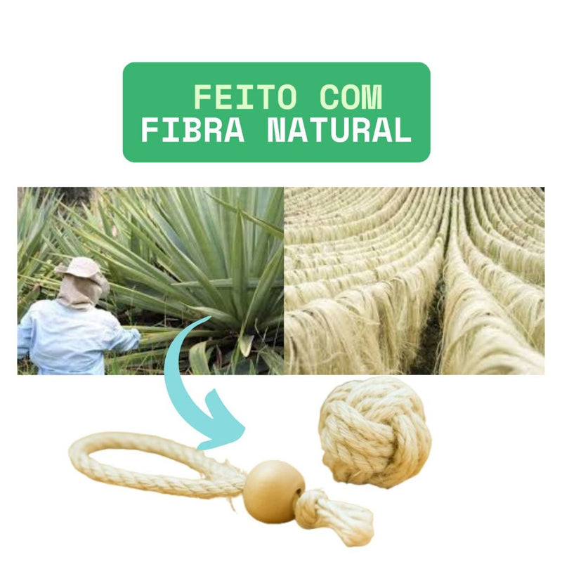 Brinquedo Para Coelhos e Roedores Bola Nó de Sisal + Argola com bolinha de Pinus