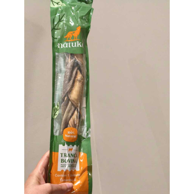 Trança de Couro Bovino para Cachorro Natuka Mordedor Natural Cães Pet Tamanho G