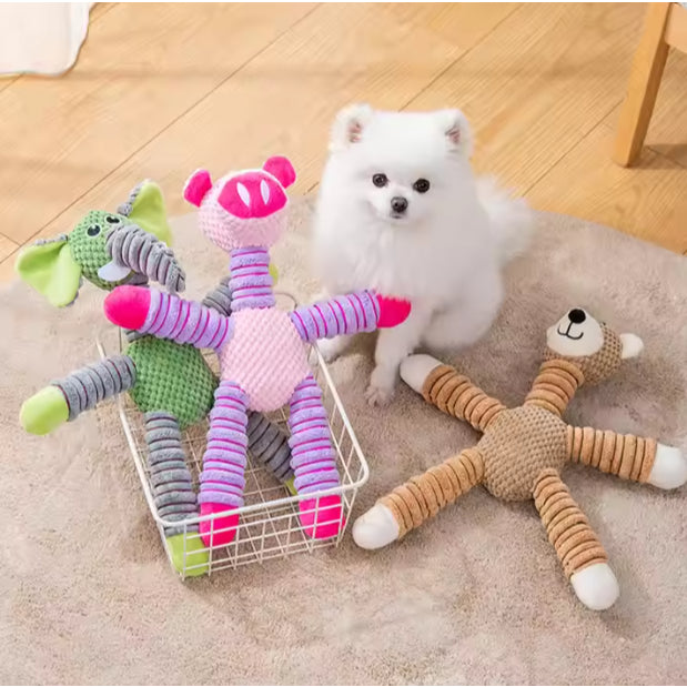 Pelúcia Pet G 38 cm Luxo com Som e Textura Brinquedo para Cachorro Alivia Stress