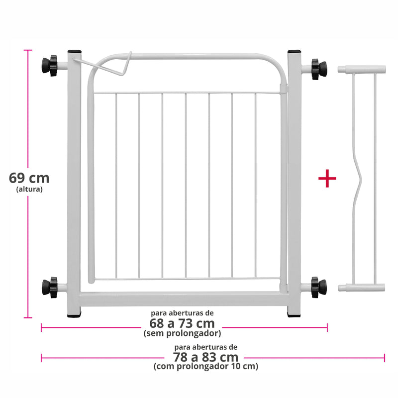 Grade Portão Proteção Pet Cachorro 69 A 84 Cm Criança Cães