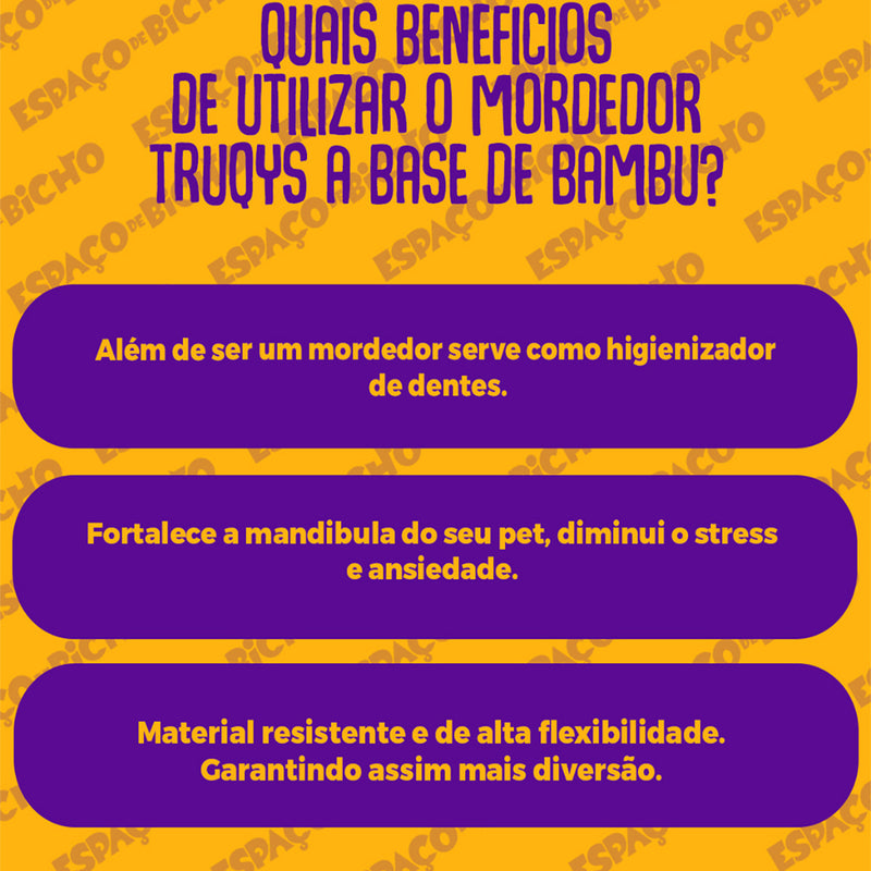 Brinquedo Mordedor Osso Bamboo Sabor Bacon Limpeza Dentes Tartaro Truqys