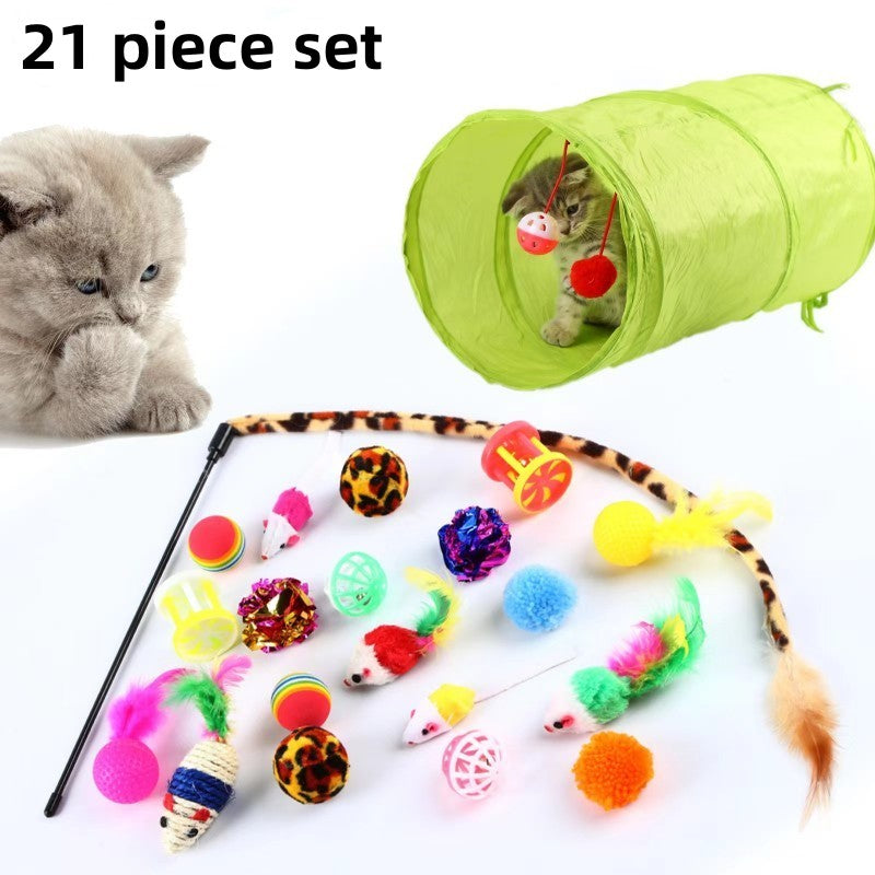 Conjunto De Brinquedos Para Gatos De Estimação , 21 Peças , Canal De Gato , teaser Brinquedo De Combinação De mouse De P
