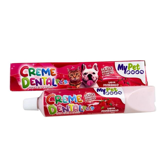 CãesHigiene e AdestramentoHigiene BucalCreme Dental My Pet Sabor Morango 90g - p/ Cães e GatosCreme Dental My Pet Sabor Morango 90g - p/ Cães e Gatos