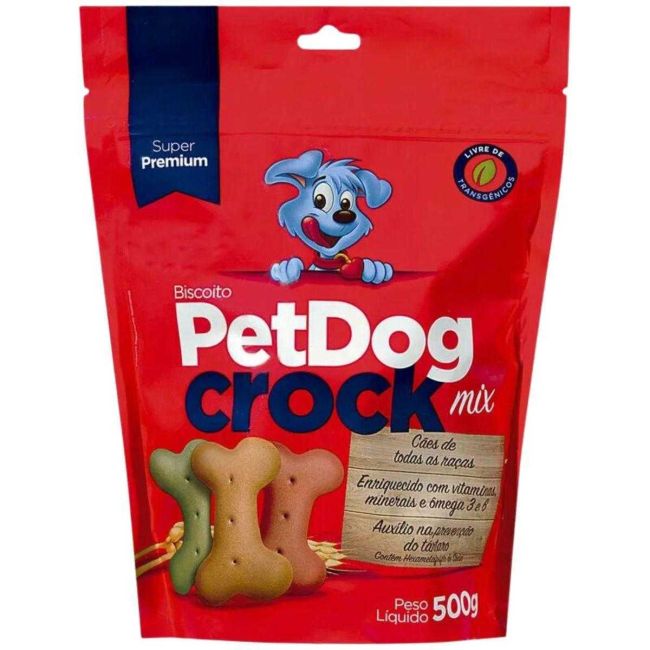CãesPetiscos, Bifinhos e MolhosBiscoito para Cachorro Pet Dog Crock Mix - 500gBiscoito para Cachorro Pet Dog Crock Mix - 500g