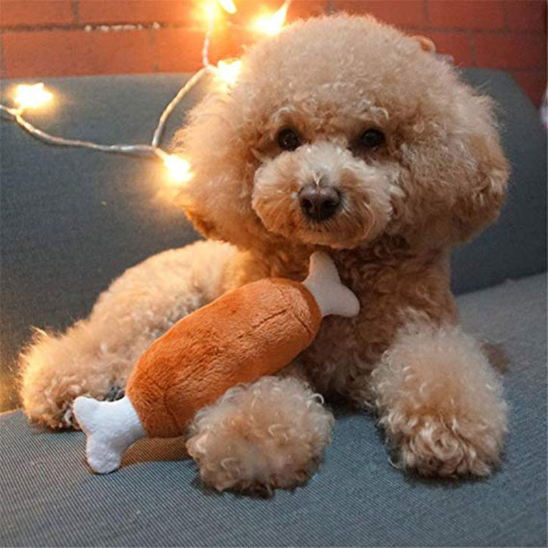 Brinquedo Pet Pelúcia Carne e Osso para Cachorro Cães Mordedor com Apito Som