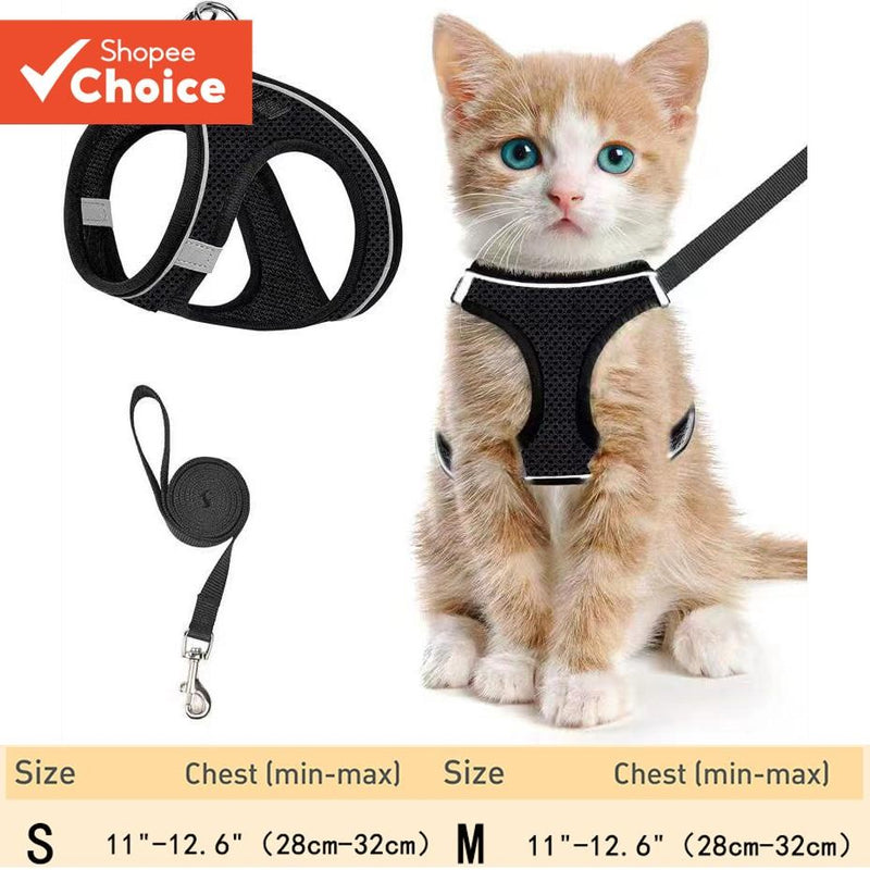 Arnés e guia ajustáveis para gatos, resistentes a fugas, com malha macia, refletiva e fáceis de controlar.