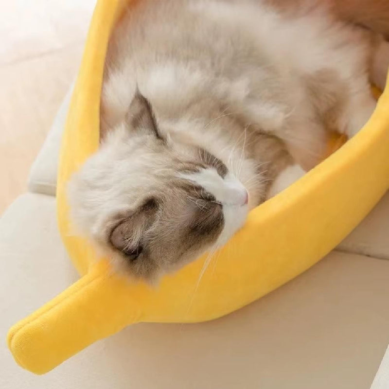 CAMA PET PORTATIL CAES GATOS CAMINHA DORMIR PEQUENA BANANA PELUCIA ALMOFADA TOCA VIAGEM