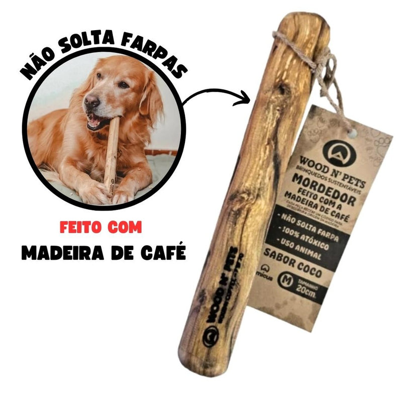 Brinquedo Cachorro Pet Mordedor de Madeira Rustico Sustentável