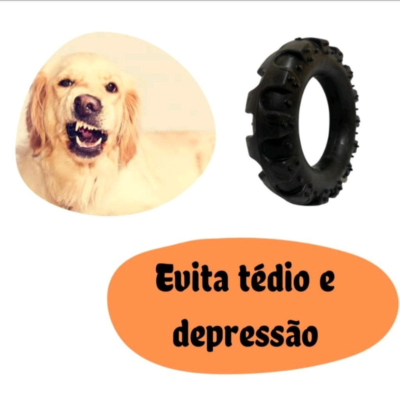 Brinquedo Mordedor Cachorro Pneu de Borracha Maciça