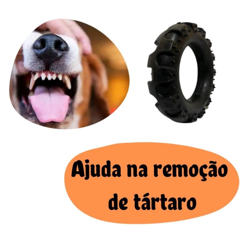 Brinquedo Mordedor Cachorro Pneu de Borracha Maciça