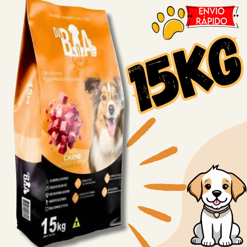Ração DA BOA sabor Carne 15kg ração p/Caes adultos Envio rápido