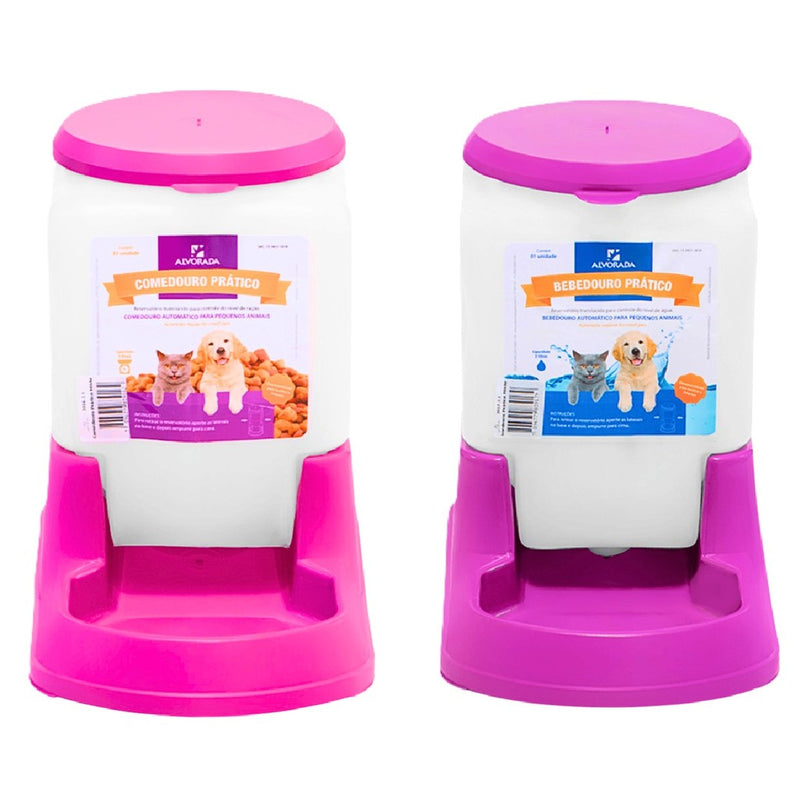 Kit Bebedouro Comedouro 3 Litros Automatico Cachorro Gato Prático - Alvorada
