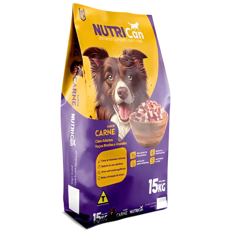 Ração Nutrican Plus Adultos 15kg - Sabor Carne Premium