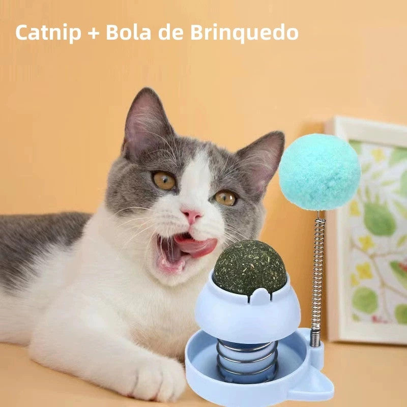 Brinquedo Interativo para Gatos-Bola de Mola com Catnip-Estimulante Natural, Divertido e Seguro para Todos os Gatíneos