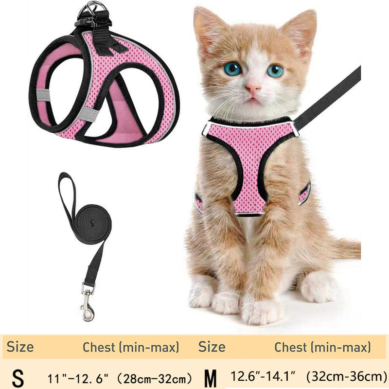 Arnés e guia ajustáveis para gatos, resistentes a fugas, com malha macia, refletiva e fáceis de controlar.