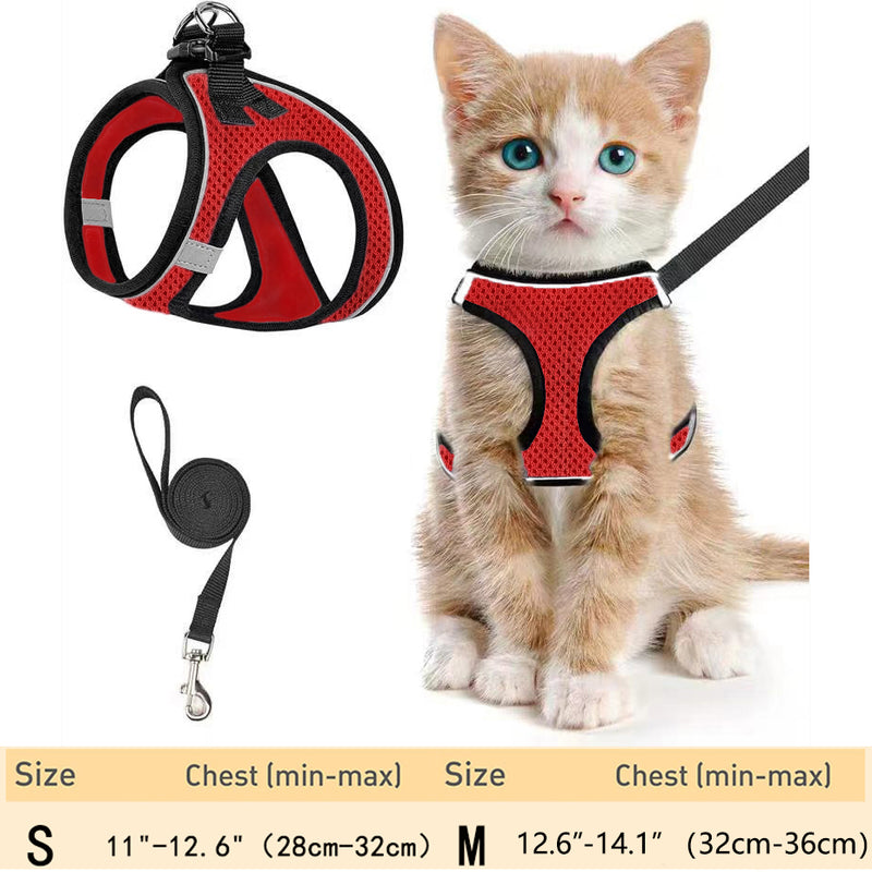 Arnés e guia ajustáveis para gatos, resistentes a fugas, com malha macia, refletiva e fáceis de controlar.